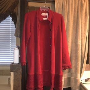 soft surroundings red pea coat with lace